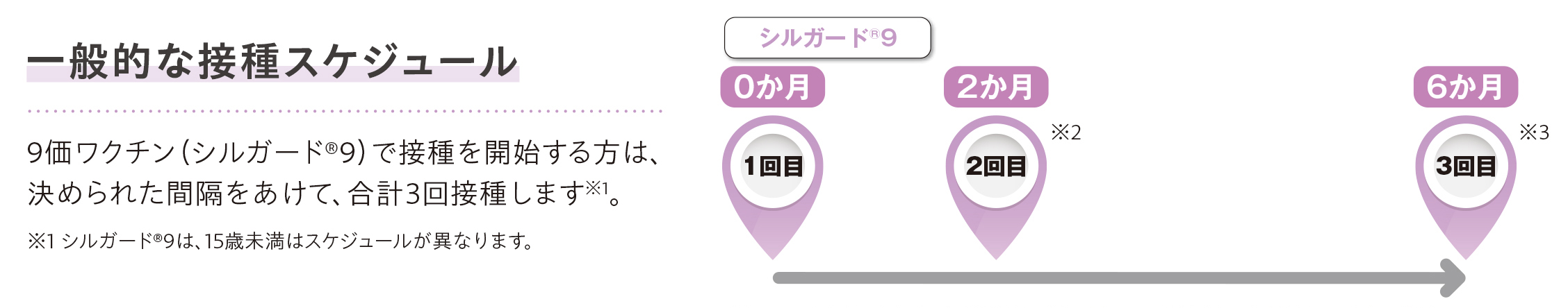 一般的な接種スケジュール（厚生労働省 「HPVワクチン」についてのチラシより引用）